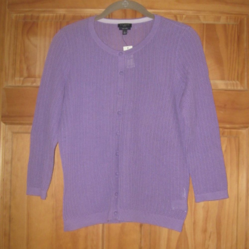 Talbots Petites Lavender Button Down Cardigan